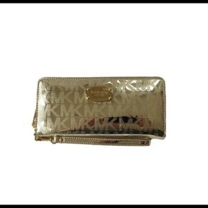 pale gold mirror zip around wallet